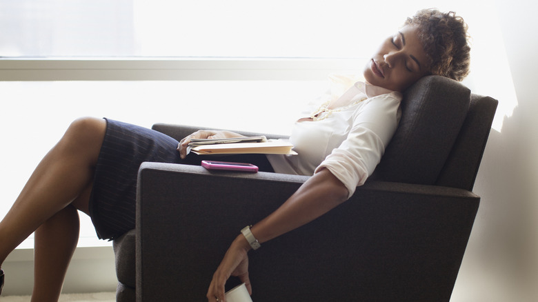 working woman napping