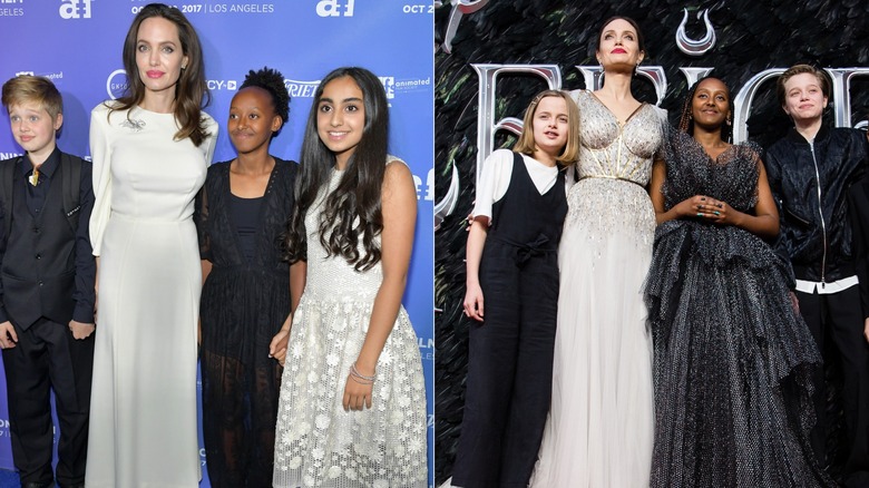 Zahara Jolie and Angelina Jolie with Shiloh at the TCL Chinese Theater and at the "Maleficent" premiere with Knox and Vivienne