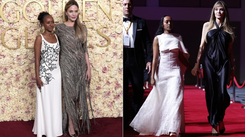 Zahara Jolie and Angelina Jolie at the Golden Globes and at the Palm Spring International Film Awards