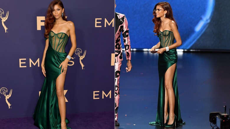 Zendaya in a green gown