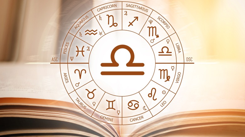 Open book and Libra sign