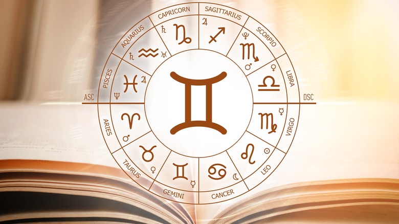 Open book and Gemini sign