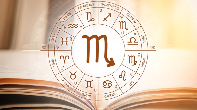 Open book and Scorpio sign