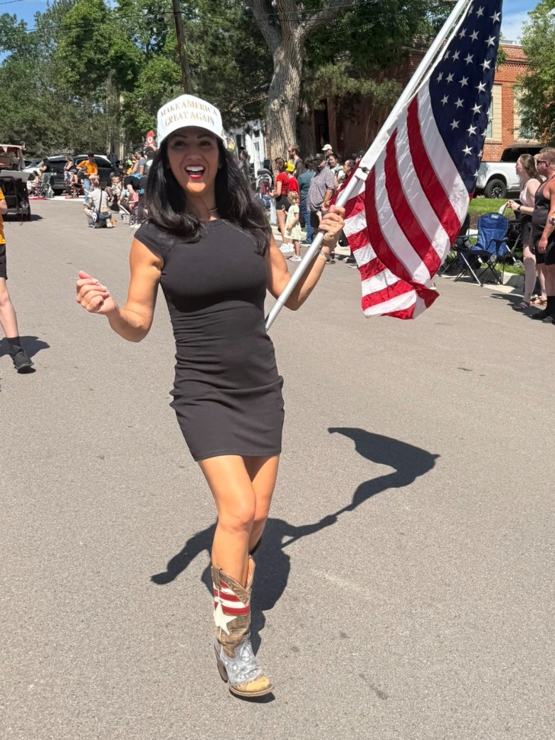 Lauren Boebert in American flag cowboy boots