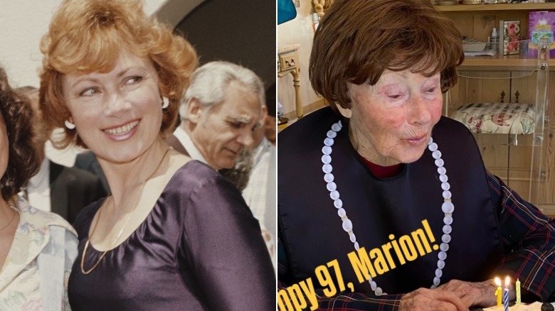 Side by side images of Marion Ross in 1975 and 2025.