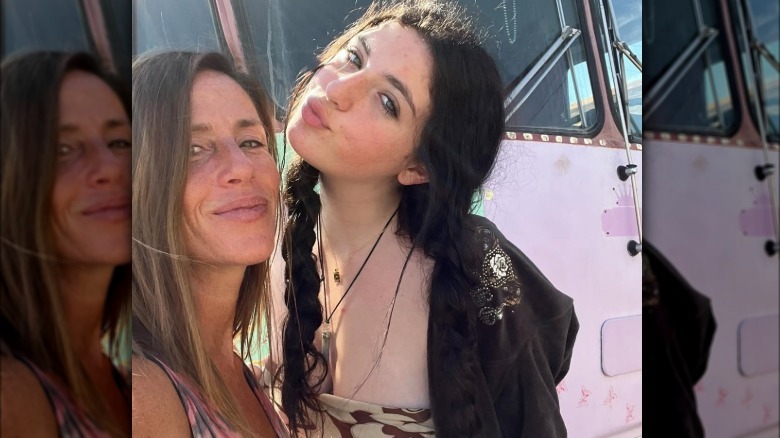 Soleil Moon Frye posing with daughter Jagger