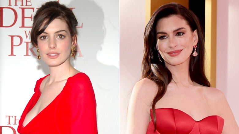 Anne Hathaway at the Devil Wears Prada premiere in 2006 and 2026