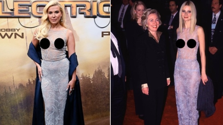 Millie Bobby Brown and Gwyneth Paltrow wearing see-through dresses at premieres