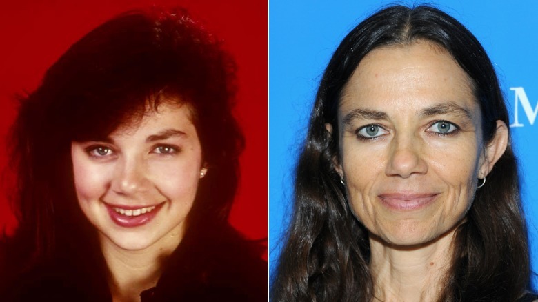 Side-by-side photos showing Justine Bateman's face transformation