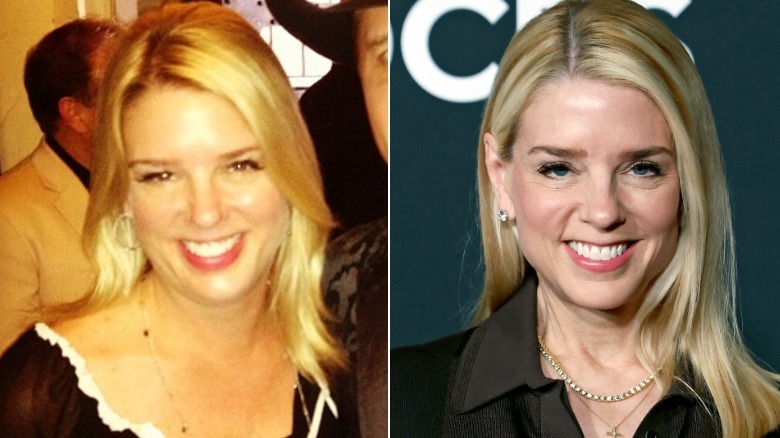 A side-by-side comparison photo showing Pam Bondi's weight loss transformation